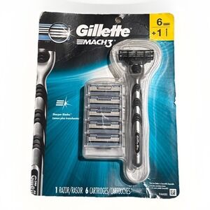 Gillette MACH3 1 Razor‎ and 6 Cartridges Set Sharper Blades New Sealed
